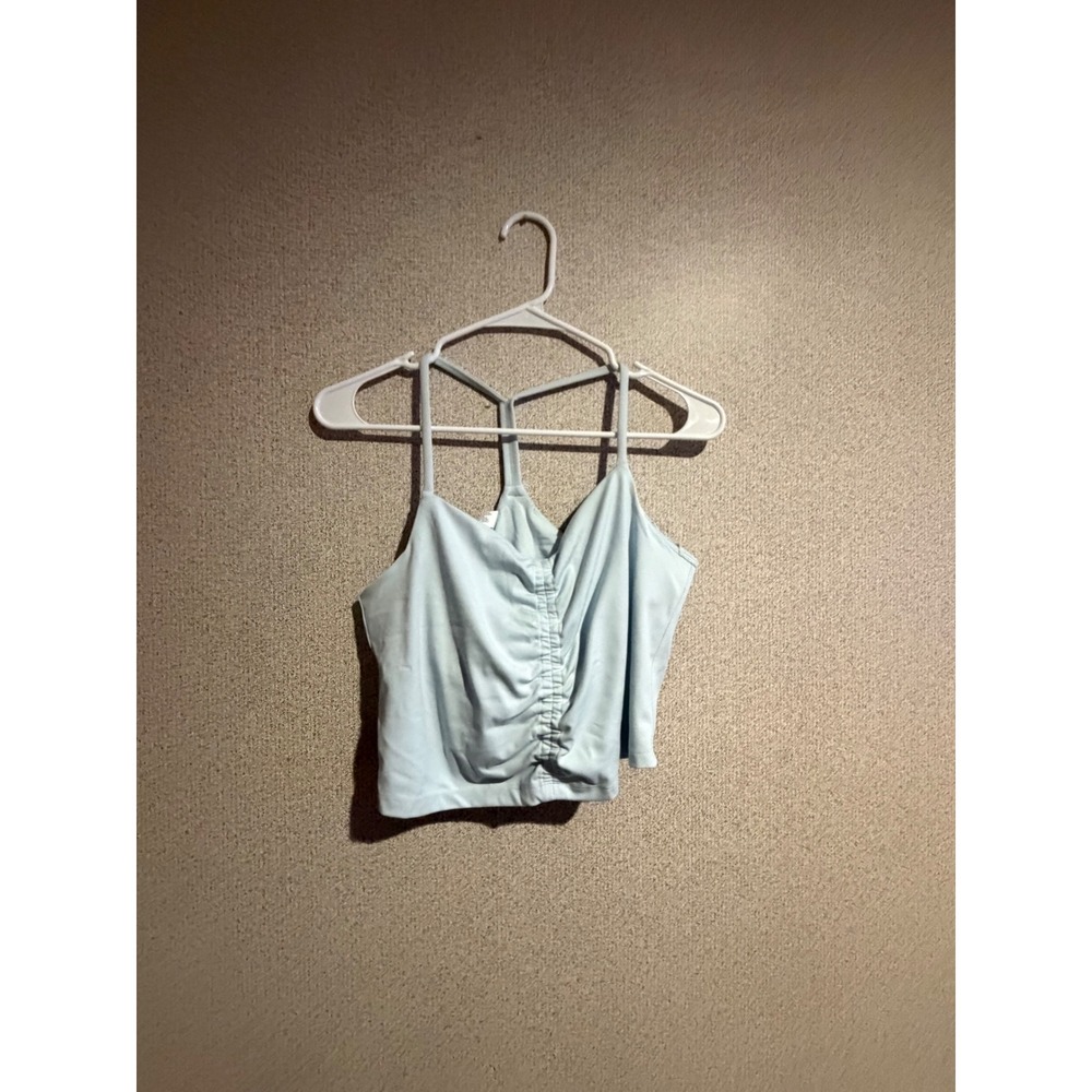 All In Motion Womens XL Light Blue Ruched Front Racerback Activewear Cami Tank